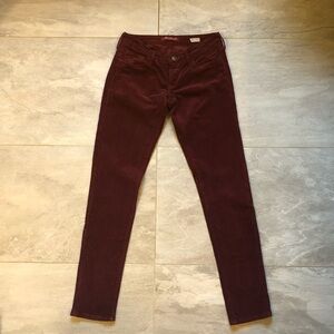 Mavi Burgundy Corduroy Serena Low-Rise Super Skinny Jeans